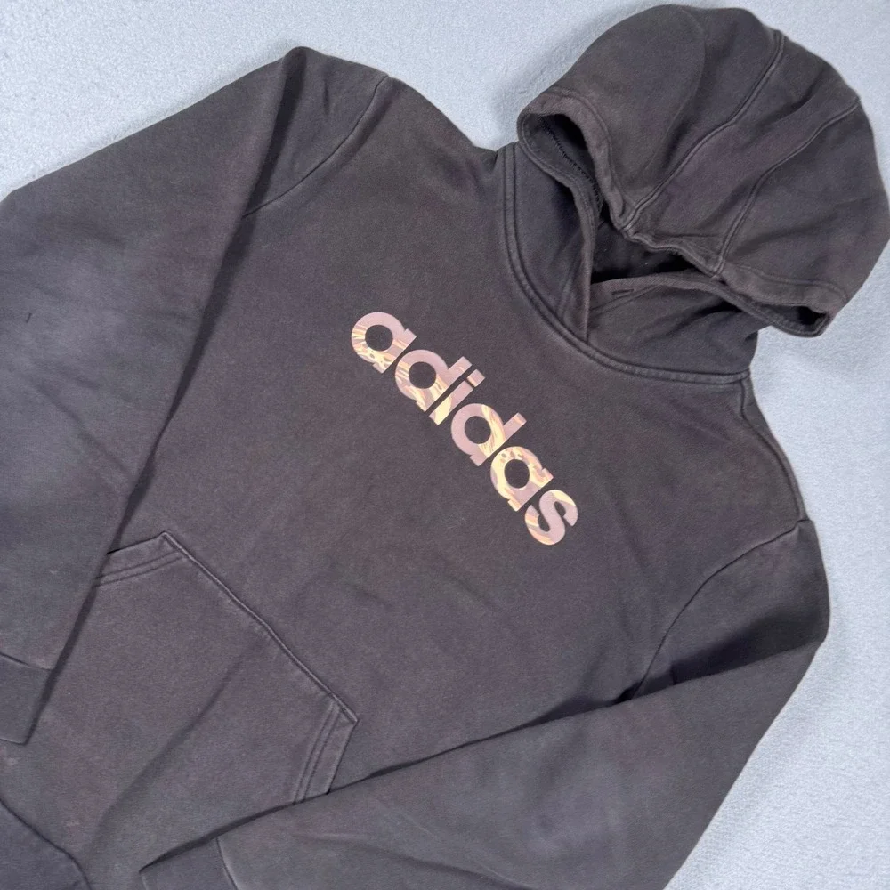 Adidas Pullover Hoodie Faded Black Camo Logo Graphic‎ Sweatshirt Mens Medium